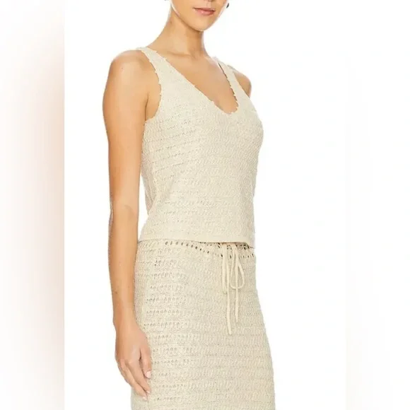 Rails Cotton Crochet Knit Tank Top- Oat - Picture 11 of 15
